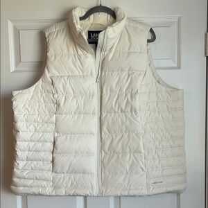 Lands' End Cream Puffer Vest, 2X (20W-22W)